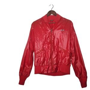 Vintage Le Tigre Windbreaker Jacket Men Full Zip Red Medium Made in USA 80s Rare